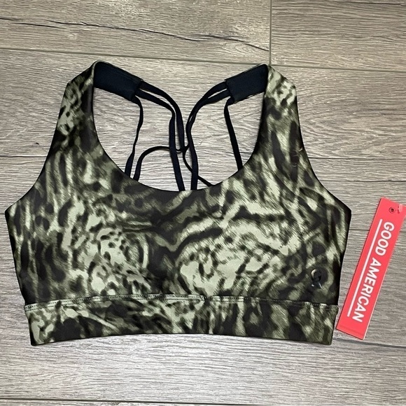 Good American Wild Night Sports Green Black Bra Women's Sz 1 (small) NWT $69. - Picture 2 of 6